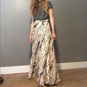 Free People Double Side Slit Cream Printed Maxi Skirt